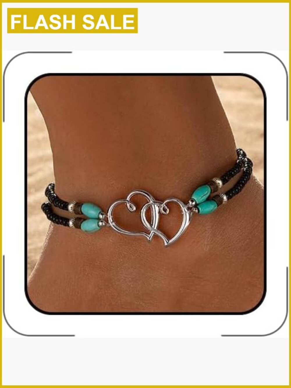 Stretch Beaded Anklets for Women Boho Heart Ankle Bracelet Waterproof Summer